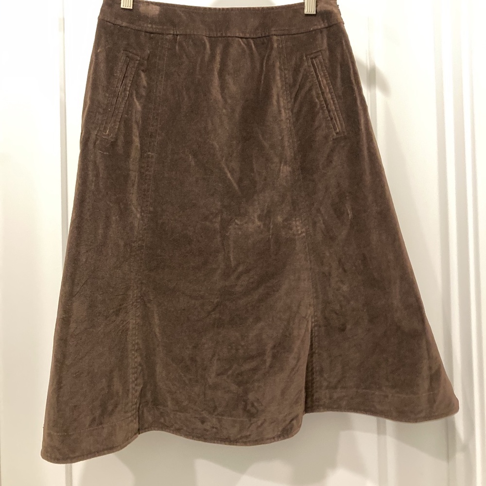 Garnet Hill A-Line Velvet Flare Skirt Mid Rise 4